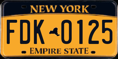 NY license plate FDK0125