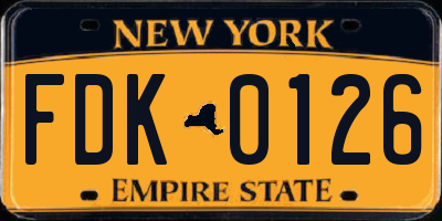 NY license plate FDK0126