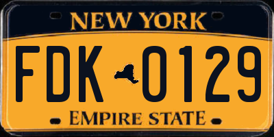 NY license plate FDK0129
