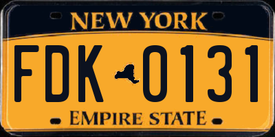 NY license plate FDK0131