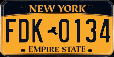 NY license plate FDK0134