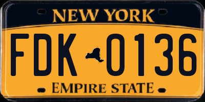 NY license plate FDK0136