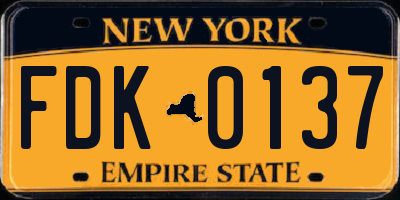 NY license plate FDK0137