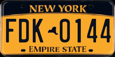 NY license plate FDK0144
