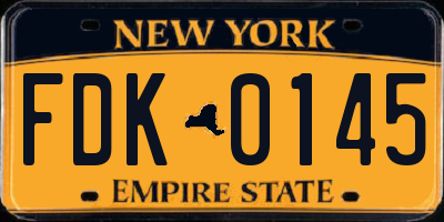 NY license plate FDK0145