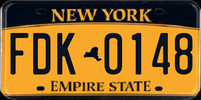 NY license plate FDK0148