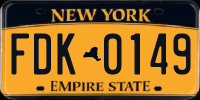 NY license plate FDK0149