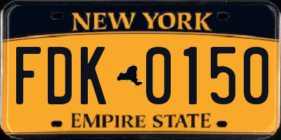 NY license plate FDK0150