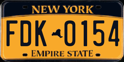 NY license plate FDK0154