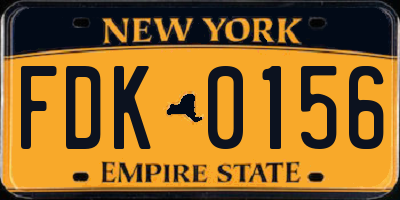 NY license plate FDK0156