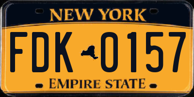 NY license plate FDK0157