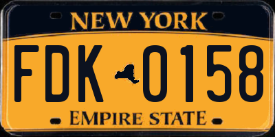 NY license plate FDK0158