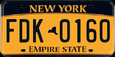 NY license plate FDK0160