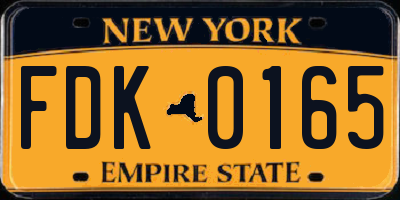 NY license plate FDK0165