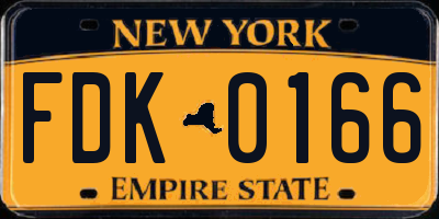 NY license plate FDK0166