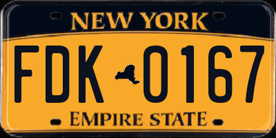 NY license plate FDK0167