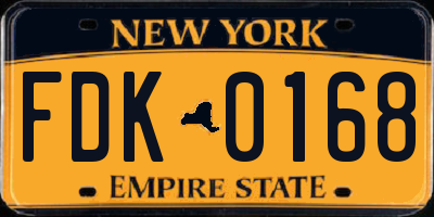 NY license plate FDK0168