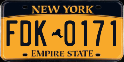 NY license plate FDK0171
