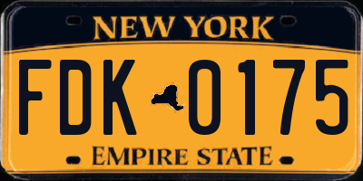 NY license plate FDK0175