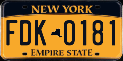 NY license plate FDK0181