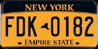 NY license plate FDK0182