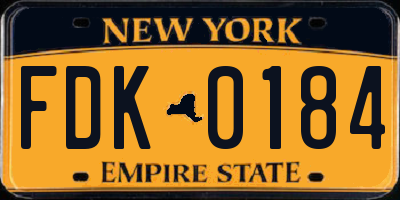 NY license plate FDK0184