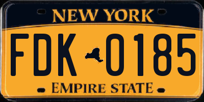 NY license plate FDK0185