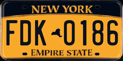 NY license plate FDK0186