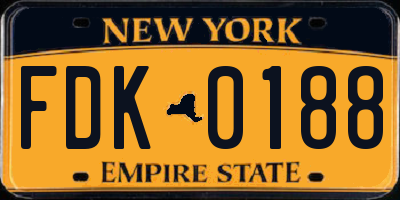 NY license plate FDK0188