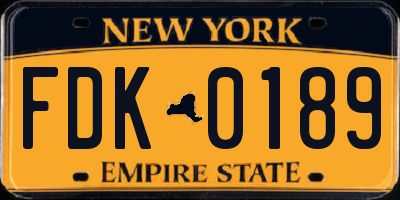 NY license plate FDK0189