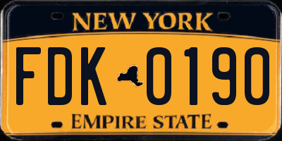 NY license plate FDK0190