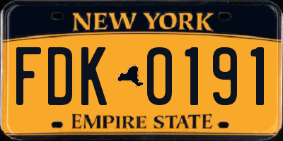 NY license plate FDK0191