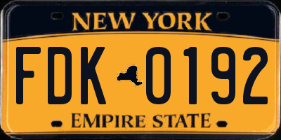 NY license plate FDK0192