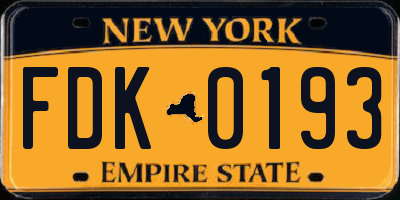 NY license plate FDK0193
