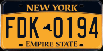 NY license plate FDK0194