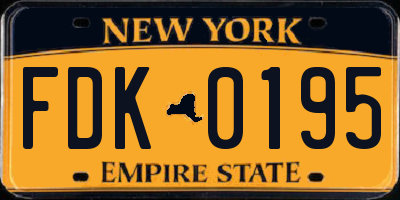 NY license plate FDK0195