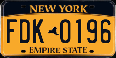 NY license plate FDK0196
