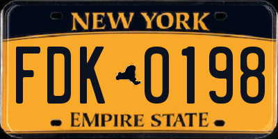 NY license plate FDK0198