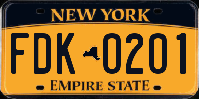 NY license plate FDK0201