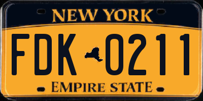 NY license plate FDK0211