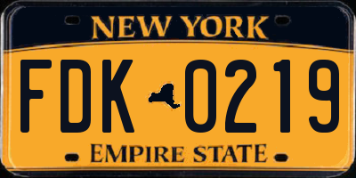 NY license plate FDK0219