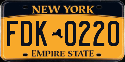 NY license plate FDK0220