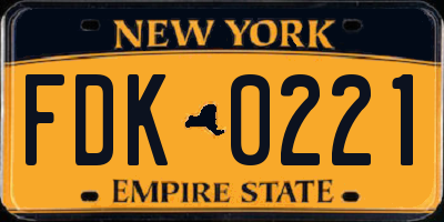 NY license plate FDK0221