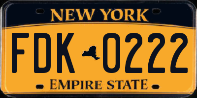 NY license plate FDK0222