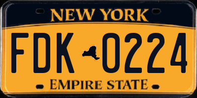 NY license plate FDK0224