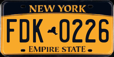 NY license plate FDK0226
