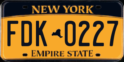 NY license plate FDK0227