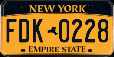 NY license plate FDK0228