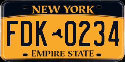 NY license plate FDK0234