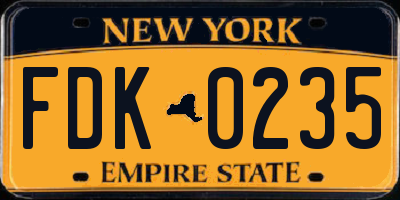 NY license plate FDK0235
